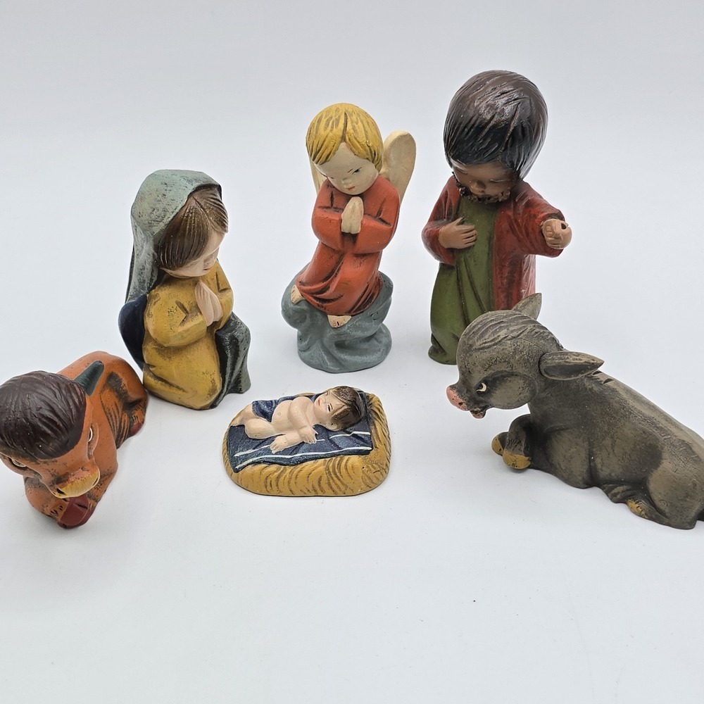 Vtg Nativity Set Ortigas Figures Red Clay Ceramic